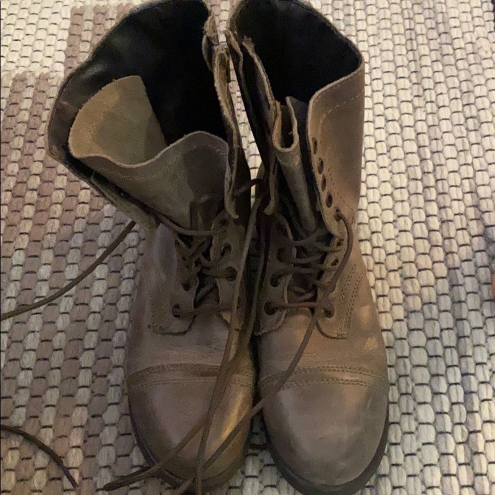 Like NEW gray/neutral SM combat lace up boots